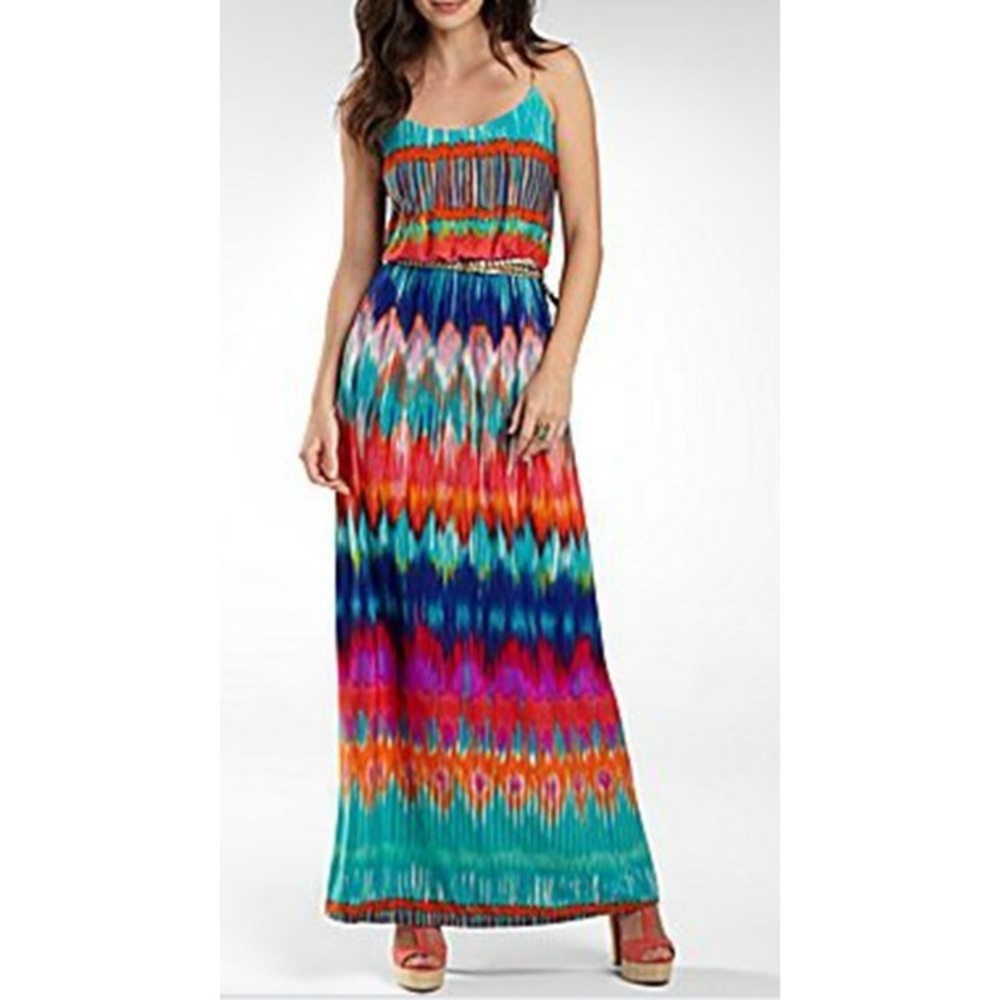 Bisou-Bisou Bohbot Maxi Dress Women's size 10 Eclectic Boho-chic Resortwear